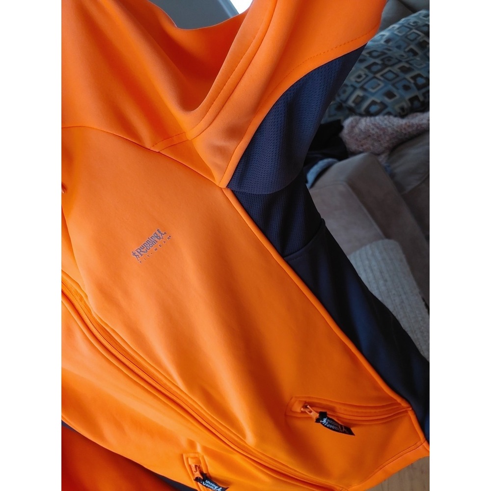 Running Room Fit Wear Men's Windbreaker Fleece Sz S Neon Orange - Picture 6 of 13